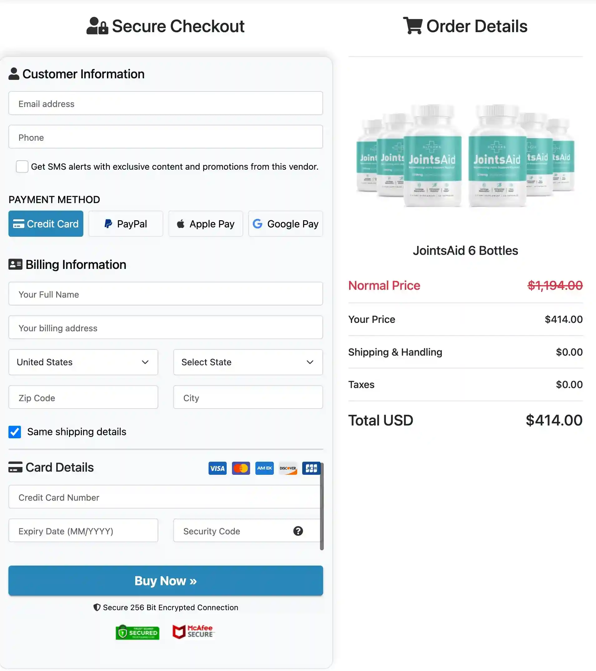 JointsAid Secure Payment Options
